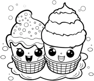 niedliche-eiscreme-mit-waffeln-ausmalbild