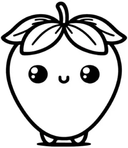 niedliche-erdbeere-ausmalbild-mit-grossen-augen