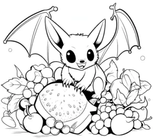 niedliche-fledermaus-mit-obst-und-fruechten