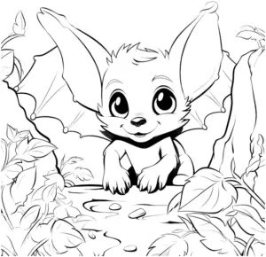 niedliche-kleine-fledermaus-in-der-natur-ausmalbild