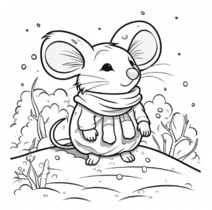 niedliche-maus-im-winter-mit-schal-auf-einem-huegel
