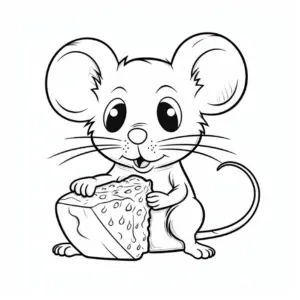 niedliche-maus-mit-kaese-ausmalbild