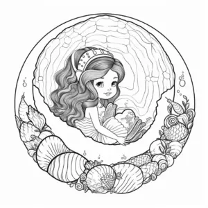 niedliche-meerjungfrau-in-muschel-und-meeresbewohner