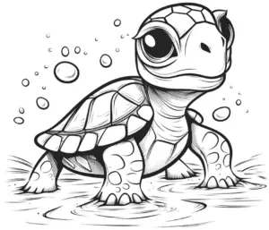 niedliche-schildkroete-im-wasser-ausmalbild