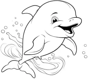 niedlicher-delphin-ausmalbild-mit-wassertropfen