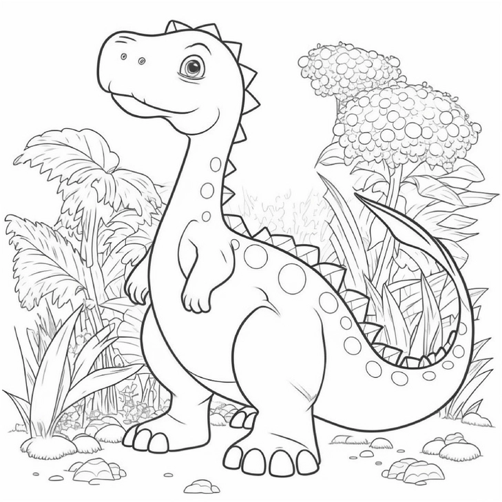 niedlicher-dinosaurier-im-dschungel-ausmalbild