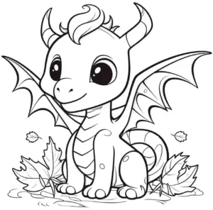 niedlicher-drache-im-laub