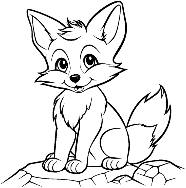 niedlicher-fuchs-auf-steinen-ausmalbild