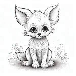 niedlicher-fuchs-ausmalbild-mit-pflanzen