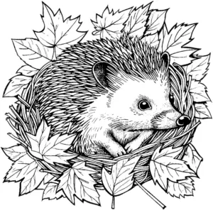 niedlicher-igel-im-nest-ausmalbild