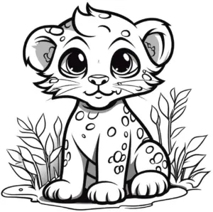 niedlicher-kleiner-leopard-ausmalbild-in-der-natur