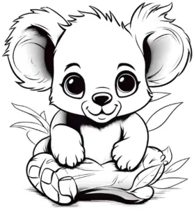 niedlicher-koala-ausmalbild-mit-bambusblatt