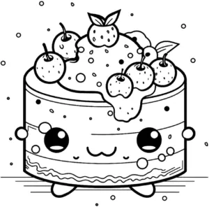 niedlicher-kuchen-mit-kirschen-ausmalbild