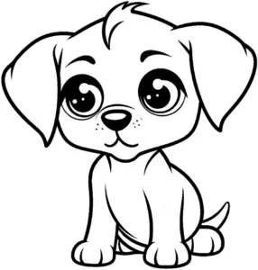 niedlicher-welpe-ausmalbild-mit-grossen-augen