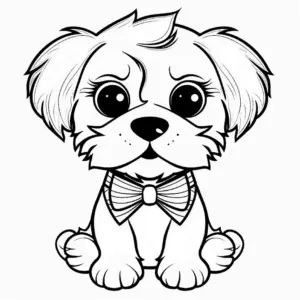niedlicher-welpe-mit-fliege-ausmalbild