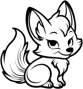niedliches-ausmalbild-eines-fuchses-mit-flauschigem-schwanz
