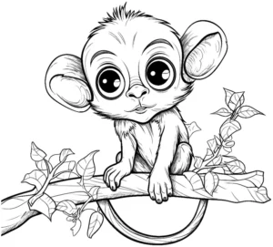 niedliches-ausmalbild-eines-kleinen-affen-auf-einem-ast