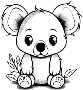 niedliches-ausmalbild-eines-koalas-zwischen-pflanzen