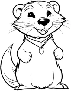 niedliches-ausmalbild-eines-otters-mit-halskette