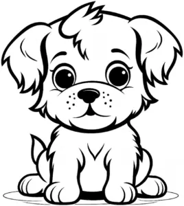 niedliches-ausmalbild-eines-welpen-mit-grossen-augen