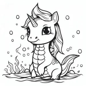 niedliches-ausmalbild-einhorn-im-wasser