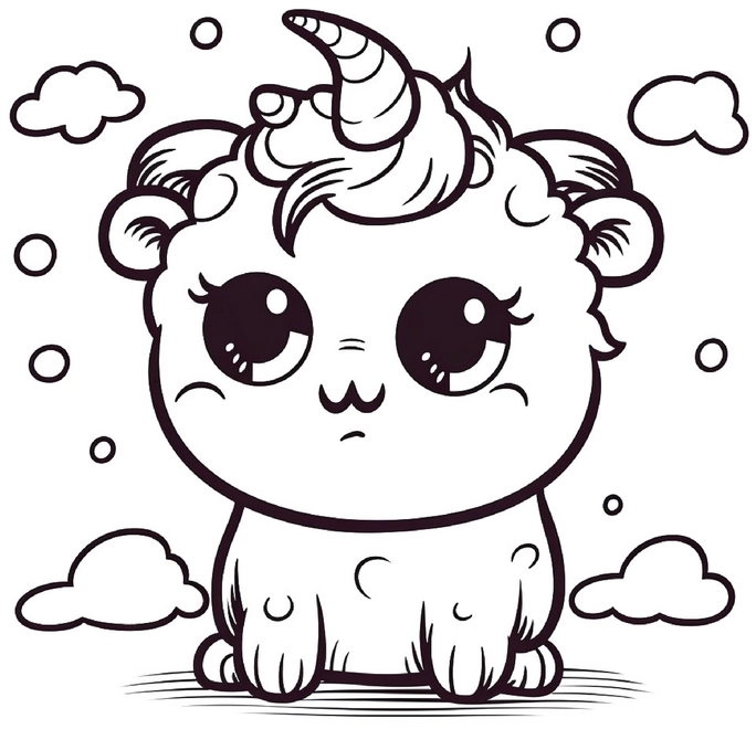 niedliches-ausmalbild-mit-einhorn-und-wolken