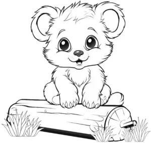 niedliches-baerchen-auf-holzstueck