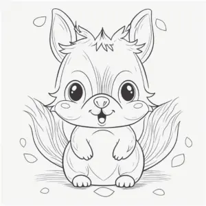 niedliches-eichhoernchen-mit-blaettern-ausmalbild