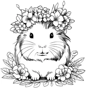 niedliches-meerschweinchen-mit-blumenkranz-ausmalbild