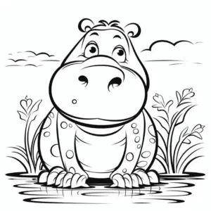 nilpferd-am-wasser-mit-pflanzen-ausmalbild