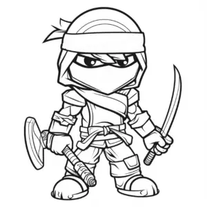 ninja-ausmalbild-mit-schwert-und-hacke