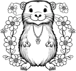 otter-ausmalbild-mit-blumenrahmen