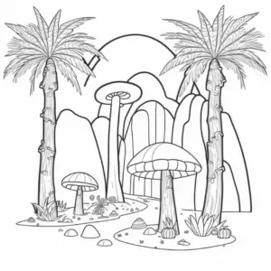 palmen-und-pilze-in-einer-fantastischen-landschaft