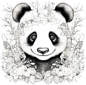 panda-ausmalbild-mit-pflanzenmotiv