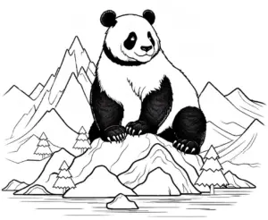 panda-baer-auf-dem-berg-ausmalbild