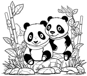 pandas-und-bambuspflanzen-ausmalbild