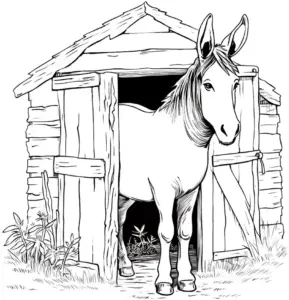 pferd-im-stall-ausmalbild