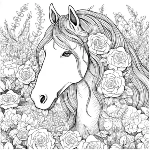 pferd-mit-blumen-ausmalbild
