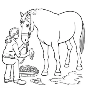 pferd-und-maedchen-leckerlis-ausmalbild