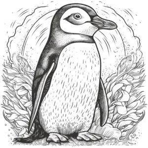 pinguin-ausmalbild-mit-pflanzen-und-wasser