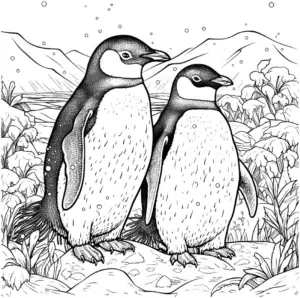 pinguine-in-schneebedeckter-landschaft
