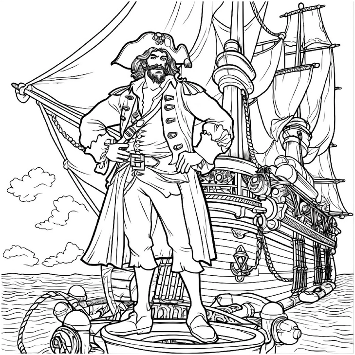 pirat-auf-einem-schiff-ausmalbild