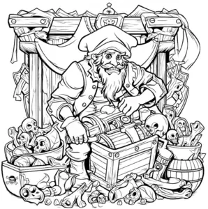 piraten-ausmalbild-mit-schatzkiste-und-schaedeln