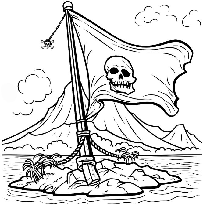 piratenflagge-auf-insel-mit-bergen-und-wolken