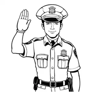 polizist-ausmalbild-mit-erhobener-hand