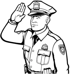 polizist-ausmalbild-salutierende-figur
