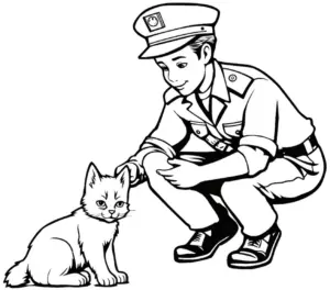 polizist-mit-katze-ausmalbild