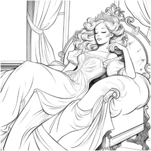 prinzessin-im-bett-ausmalbild-auf-sofa