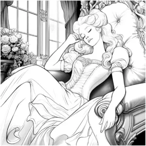 prinzessin-im-sessel-ausmalbild