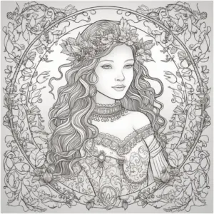 prinzessin-mit-blumenkrone-ausmalbild